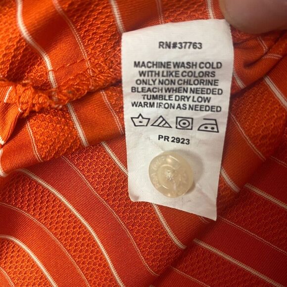PGA Tour Mens Shirt Polo XL Extra Large‎ Orange Striped Short Sleeve Golf Sports - Picture 10 of 13